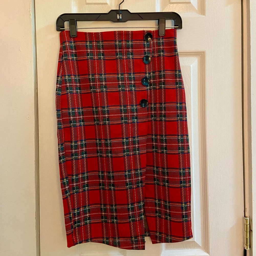 Plaid Midi Skirt